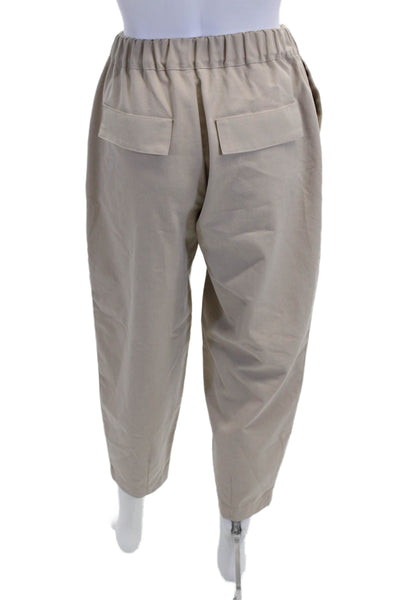 Zara Women Beige Cropped Chino Pants Button Size 2