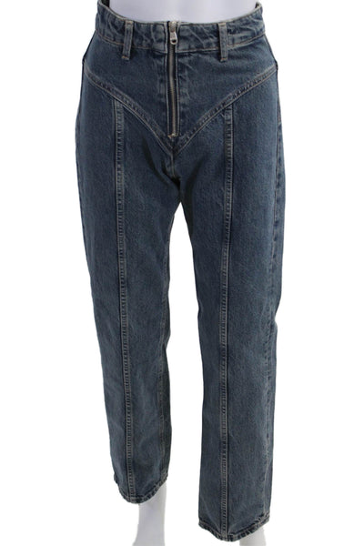 Zara Women Mom Tapered High Rise Dark Blue 100% Cotton Jeans Size 2