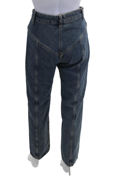 Zara Women Mom Tapered High Rise Dark Blue 100% Cotton Jeans Size 2