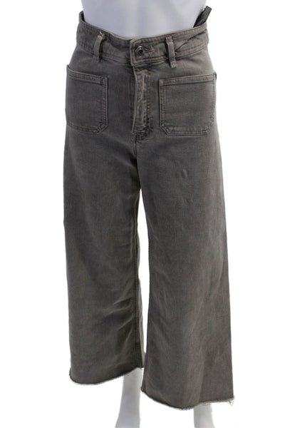 Zara Women Cropped High Rise Gray Jeans Cotton Blend Inseam 28 Size 2