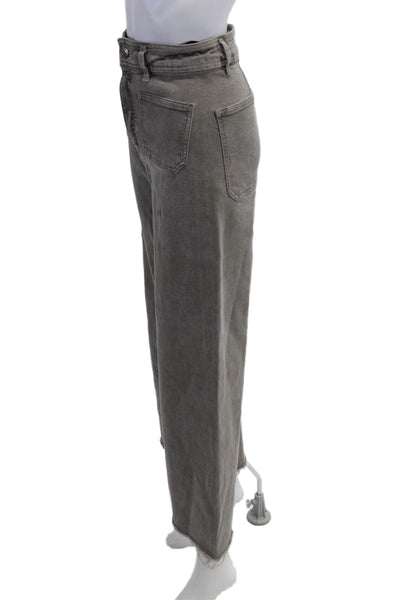 Zara Women Cropped High Rise Gray Jeans Cotton Blend Inseam 28 Size 2