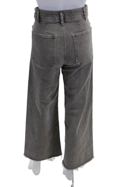 Zara Women Cropped High Rise Gray Jeans Cotton Blend Inseam 28 Size 2