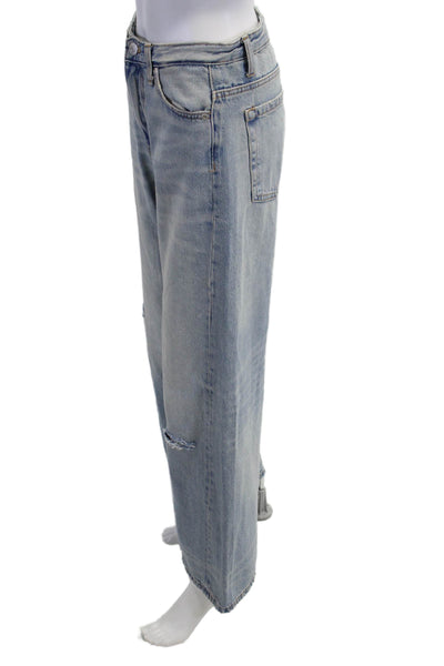 Zara Women Light Blue Boyfriend Wide Leg Jeans High Rise Size 2