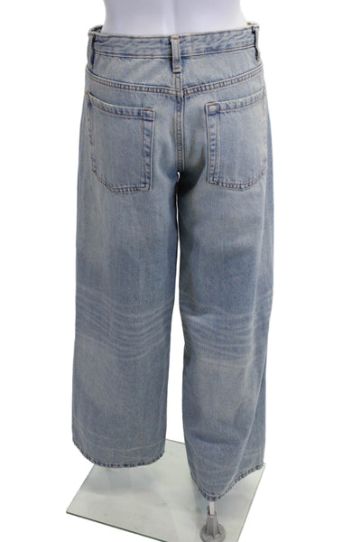 Zara Women Light Blue Boyfriend Wide Leg Jeans High Rise Size 2