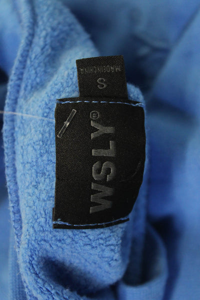 WSLY Women Pullover Sweatshirts Blue Crew Neck Long Sleeve Solid Size S