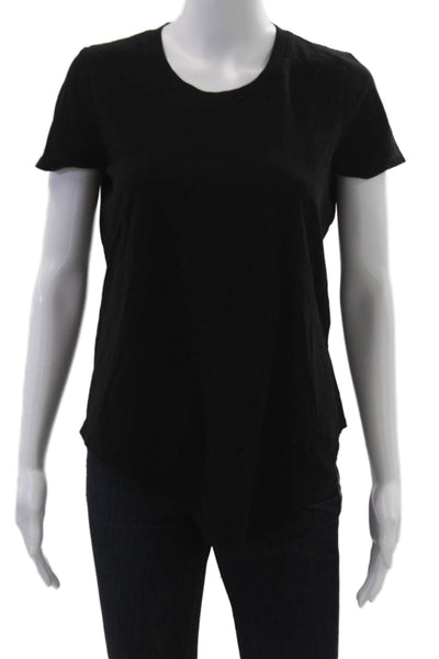 Madewell Women Black Basic Cotton Round Neck Short Sleeve T-Shirt Size S