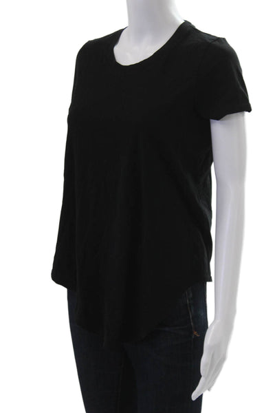 Madewell Women Black Basic Cotton Round Neck Short Sleeve T-Shirt Size S