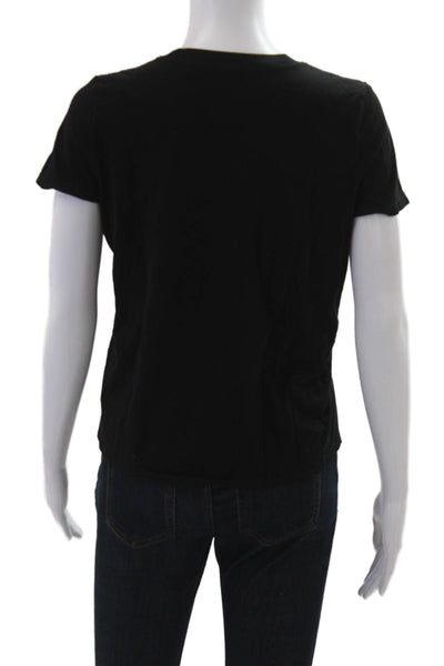 Madewell Women Black Basic Cotton Round Neck Short Sleeve T-Shirt Size S