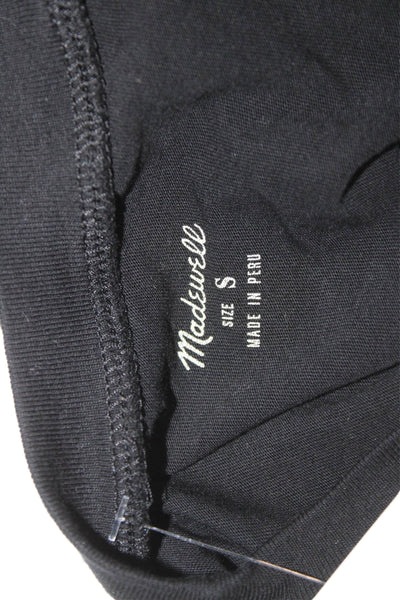 Madewell Women Black Basic Cotton Round Neck Short Sleeve T-Shirt Size S