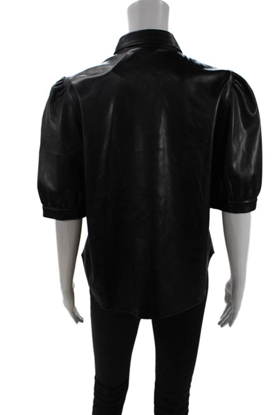 BB Dakota Women Biker Collared Button-Up Blouse Black Size M