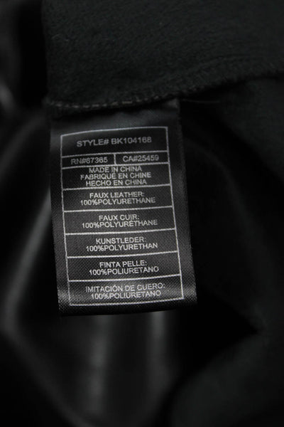 BB Dakota Women Biker Collared Button-Up Blouse Black Size M