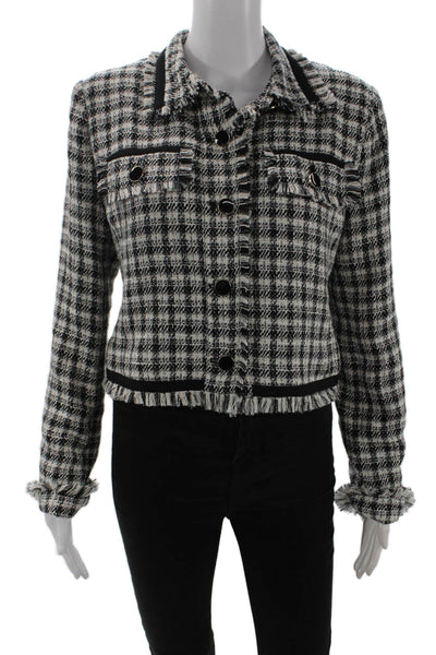 Central Park West, Womens Black Checked Collared Button Jacket Size M