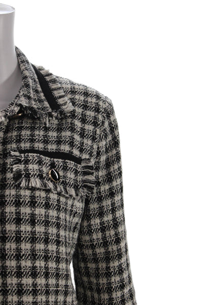 Central Park West, Womens Black Checked Collared Button Jacket Size M
