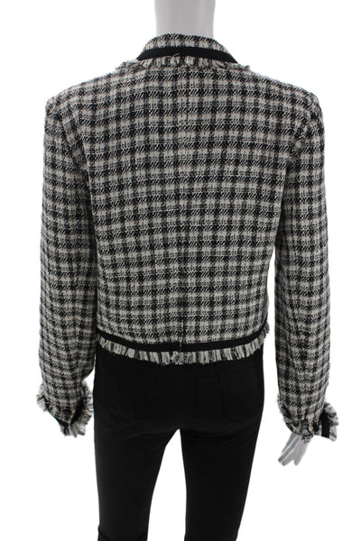 Central Park West, Womens Black Checked Collared Button Jacket Size M