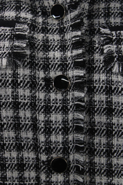 Central Park West, Womens Black Checked Collared Button Jacket Size M