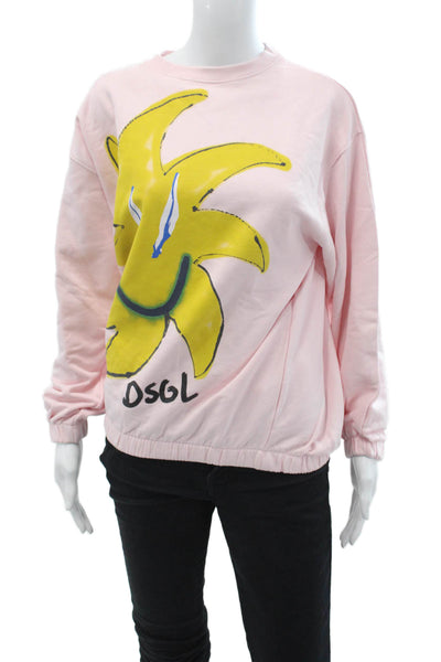 Desigual Women Pullover Sweatshirt Pink Graphic Cotton Size M