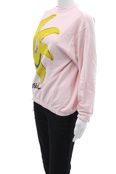 Desigual Women Pullover Sweatshirt Pink Graphic Cotton Size M