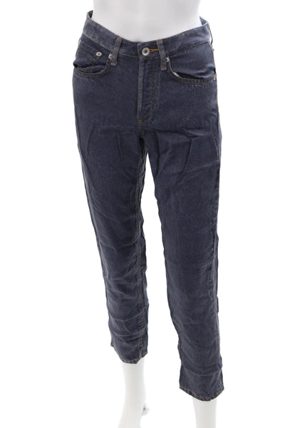 Rag & Bone Unisex Ankle Cropped Dark Blue Tencel Jeans Button Size S