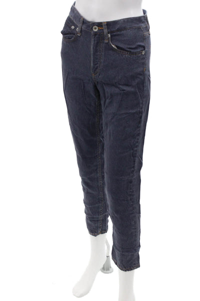 Rag & Bone Unisex Ankle Cropped Dark Blue Tencel Jeans Button Size S