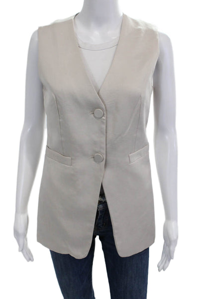 Christian Lacroix Women Beige V-Neck Button Vest Sleeveless Size XS