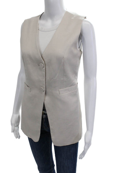 Christian Lacroix Women Beige V-Neck Button Vest Sleeveless Size XS