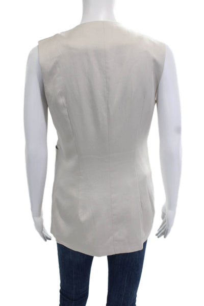 Christian Lacroix Women Beige V-Neck Button Vest Sleeveless Size XS