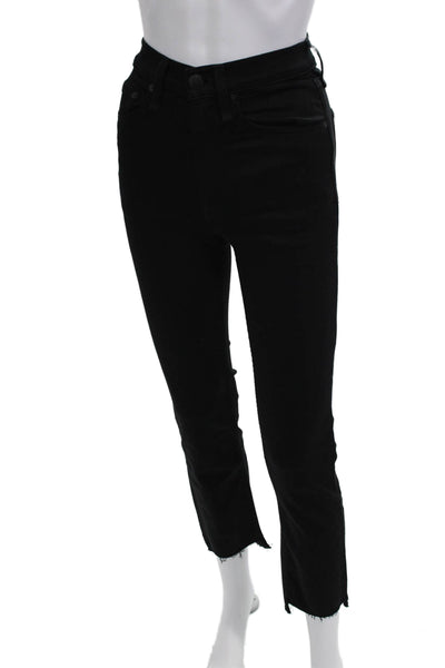 Rag & Bone Women Skinny Cropped Ankle Jeans Black Size 23