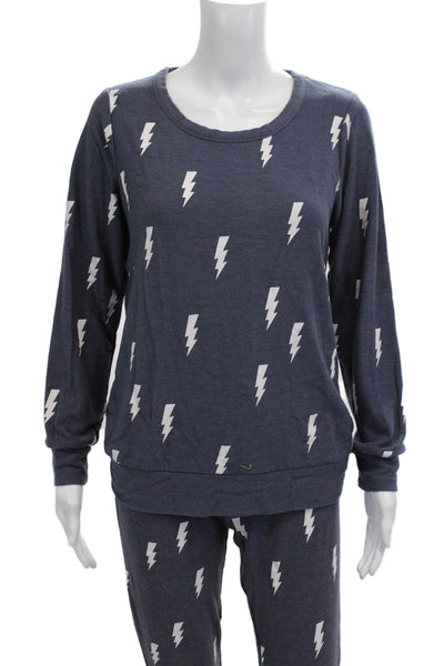 Chaser Womens Long Sleeve Lightning Bolt Modal Top Gray Size M
