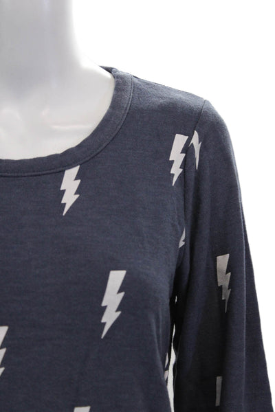 Chaser Womens Long Sleeve Lightning Bolt Modal Top Gray Size M