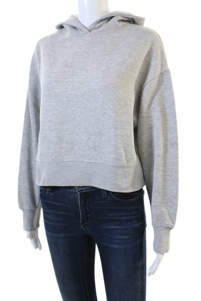 Zara Basic Women Pullover Hoodie Gray Cotton Blend Long Sleeve Solid Size S