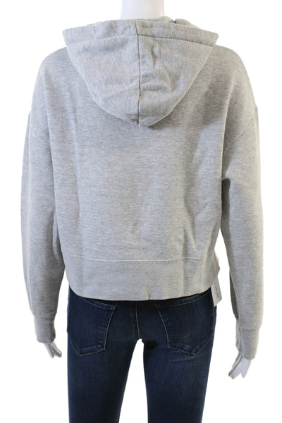 Zara Basic Women Pullover Hoodie Gray Cotton Blend Long Sleeve Solid Size S