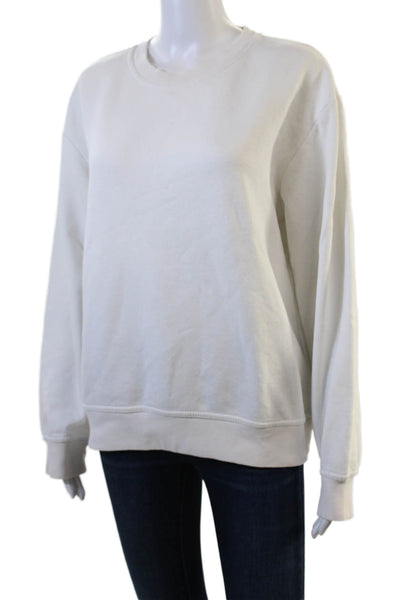 Zara Unisex Pullover Sweatshirt White Crew Neck Long Sleeve Size M