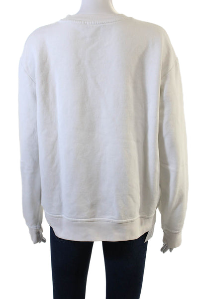 Zara Unisex Pullover Sweatshirt White Crew Neck Long Sleeve Size M