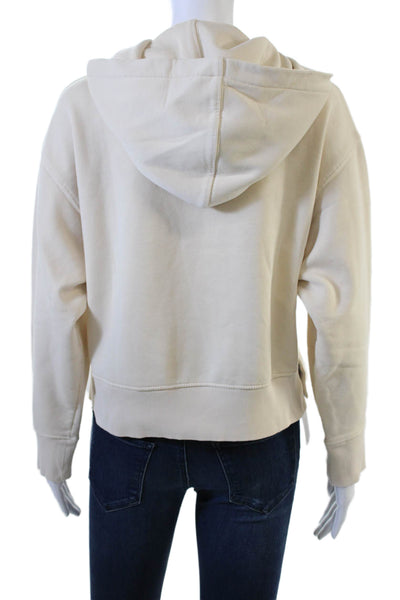 Zara Women Pullover Hoodies Beige Cotton Elastane Long Sleeve Size S