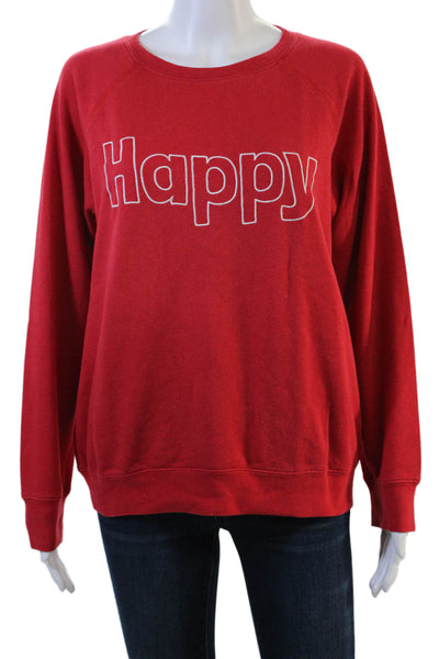 South Parade Womens Red Organic Cotton Pullover Sweatshirt Quote Graphic Size S