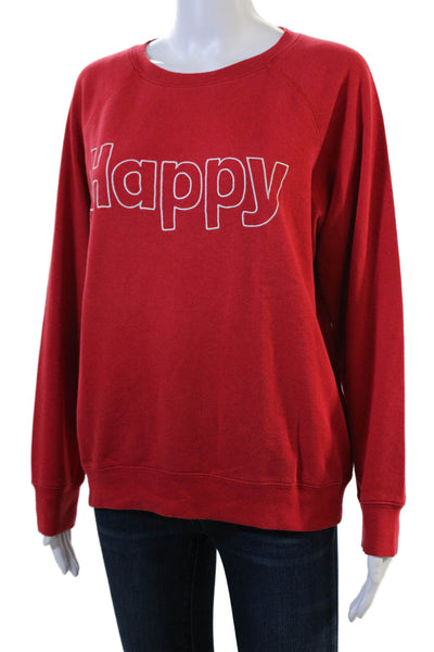 South Parade Womens Red Organic Cotton Pullover Sweatshirt Quote Graphic Size S