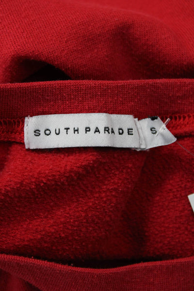 South Parade Womens Red Organic Cotton Pullover Sweatshirt Quote Graphic Size S