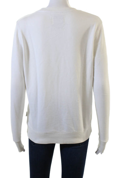 Another Label Unisex Pullover Sweatshirt White Graphic Crew Neck Size S