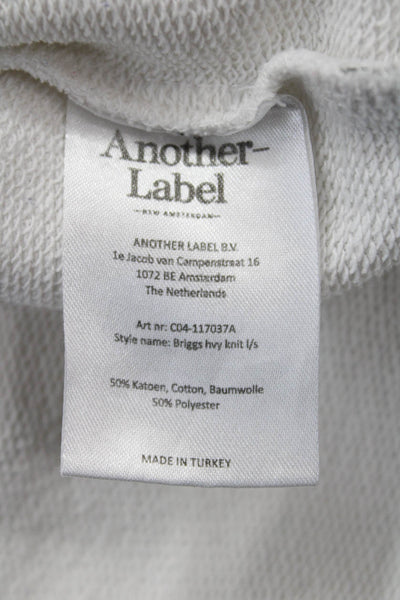 Another Label Unisex Pullover Sweatshirt White Graphic Crew Neck Size S