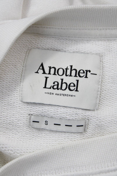 Another Label Unisex Pullover Sweatshirt White Graphic Crew Neck Size S
