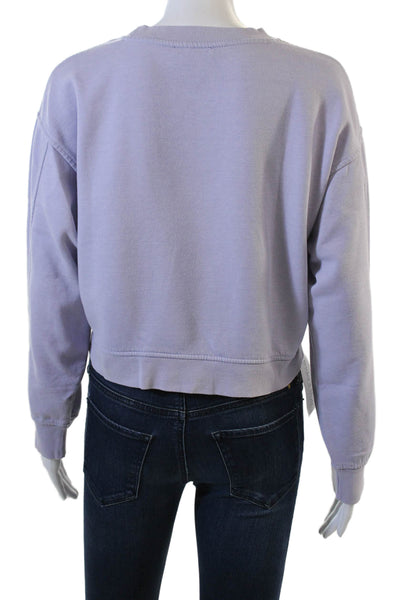Zara Women Pullover Sweatshirt Purple Cotton-Poly Crew Neck Long Sleeve Size S