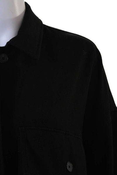 Zara Womens Military Jacket Black Collared Button Long Sleeve Size XS