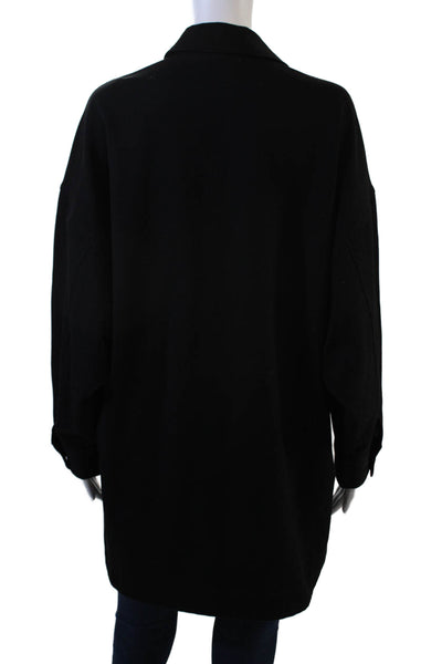 Zara Womens Military Jacket Black Collared Button Long Sleeve Size XS