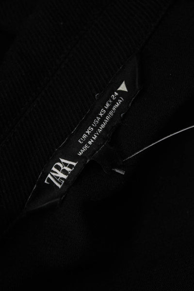 Zara Womens Military Jacket Black Collared Button Long Sleeve Size XS