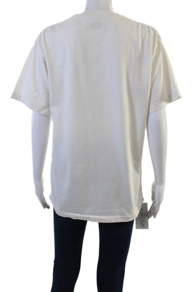 Frame Women Basic T-Shirt White Crew Neck Cotton Short Sleeve Size S
