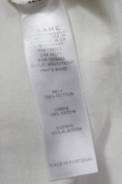Frame Women Basic T-Shirt White Crew Neck Cotton Short Sleeve Size S