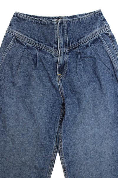 Grlfrnd Women Mom Tapered Jeans High Rise Blue Size 24