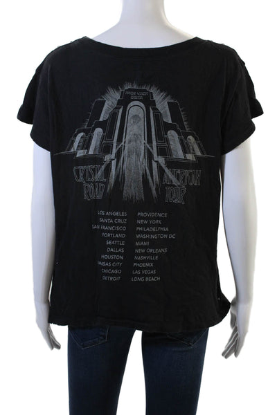 Current/Elliott Women Jersey T-Shirt Black Cars Graphic Crew Snap Size 1