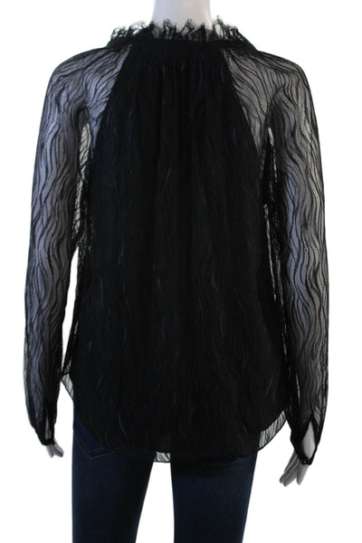 ZAC Zac Posen, Women Black V-Neck Long Sleeve Blouse Size 6