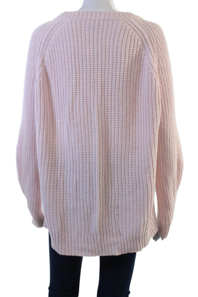 Intermix Womens Pink 100% Cotton Crew Neck Long Sleeve Pullover Sweater Size XS